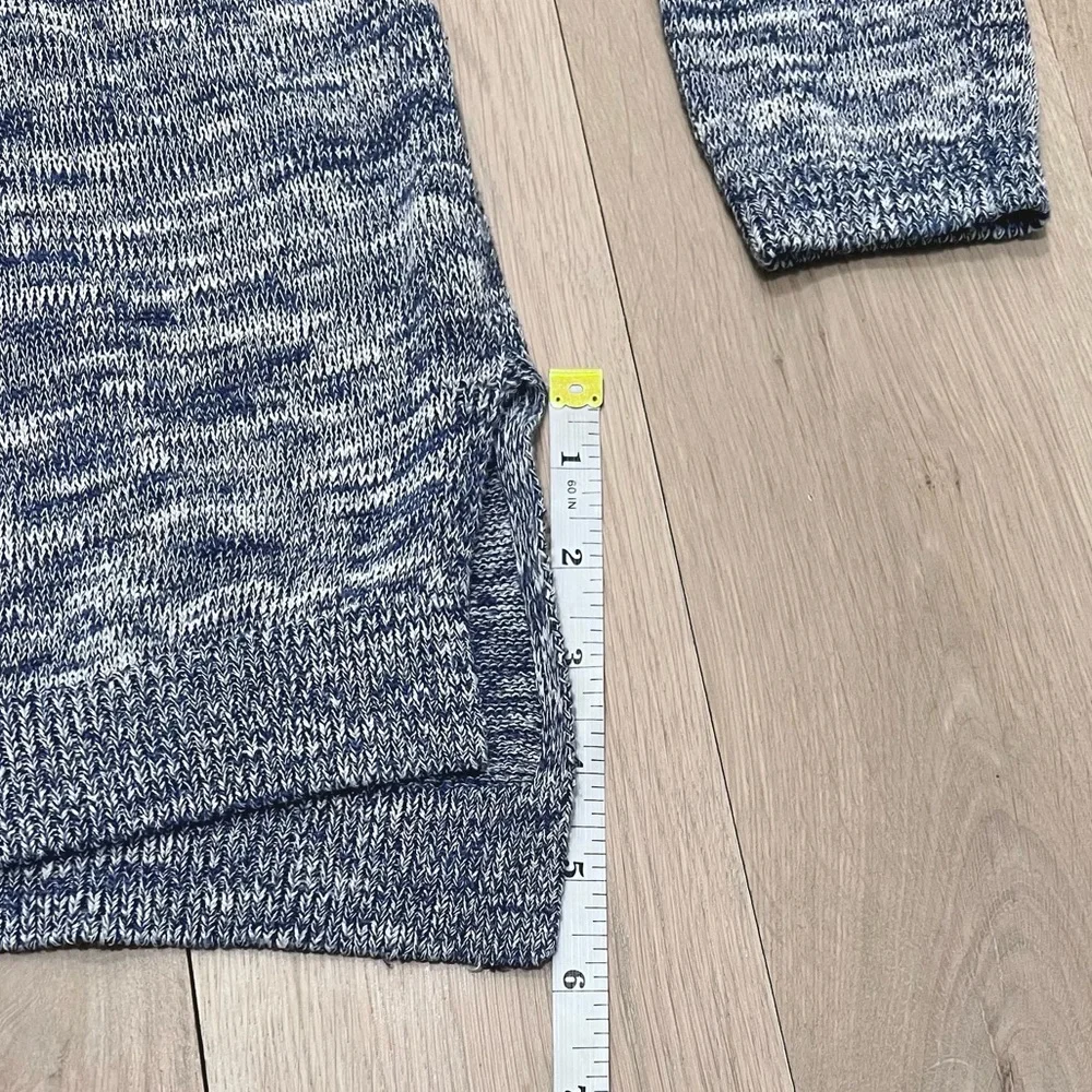 Stitches and Stripes Long Sleeve Cold Shoulder Sweater Marled Blue Medium - Picture 6 of 11